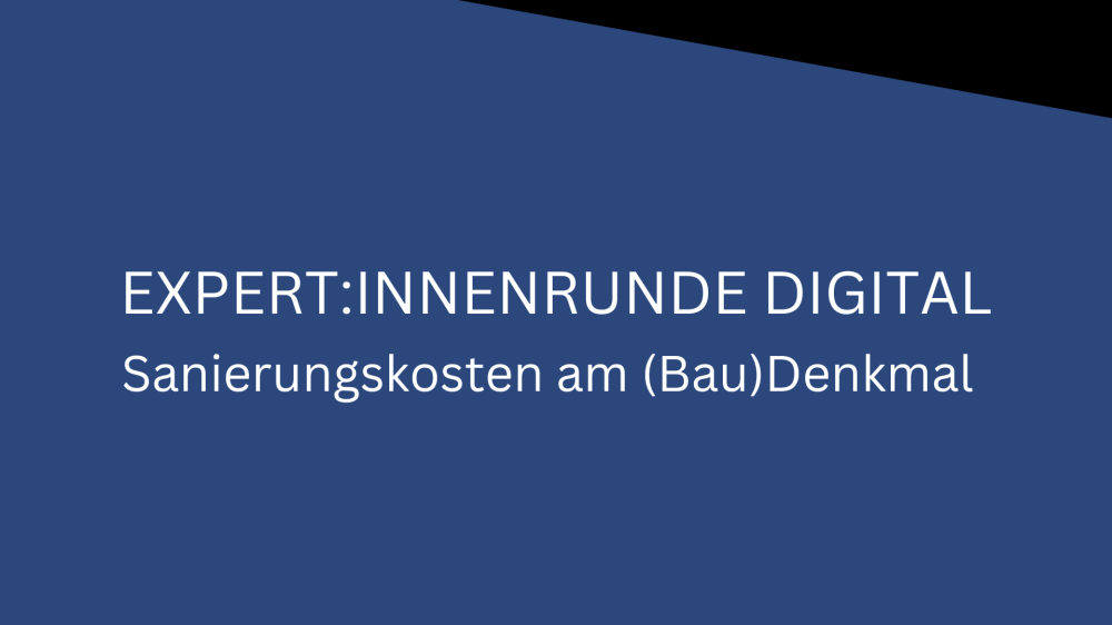 Expert:innenrunde Digital: Sanierungskosten am (Bau)Denkmal